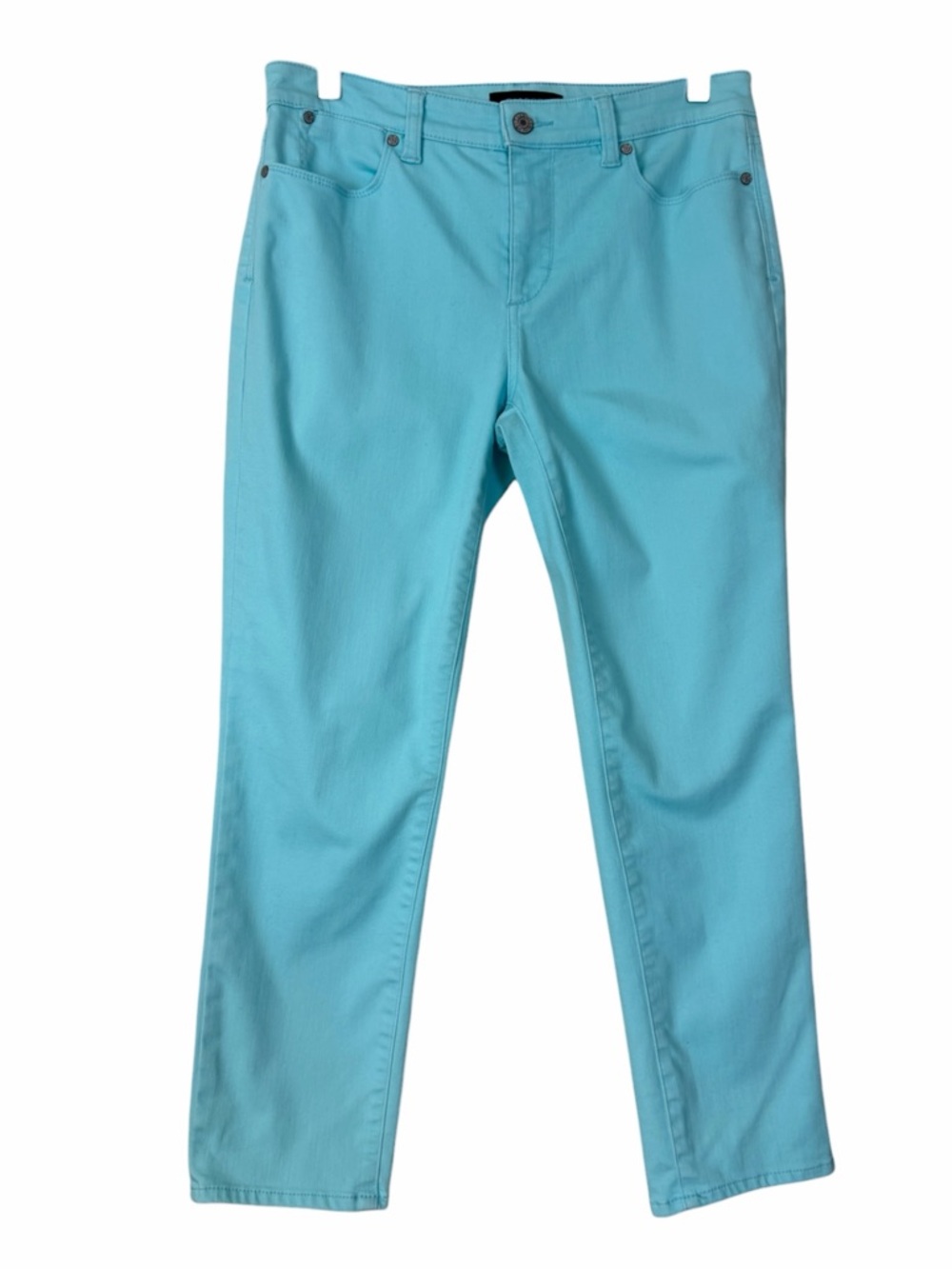 Talbots Flawless Five Pocket Crop Jeans Blue Aqua Turquoise Size 6 Stretch